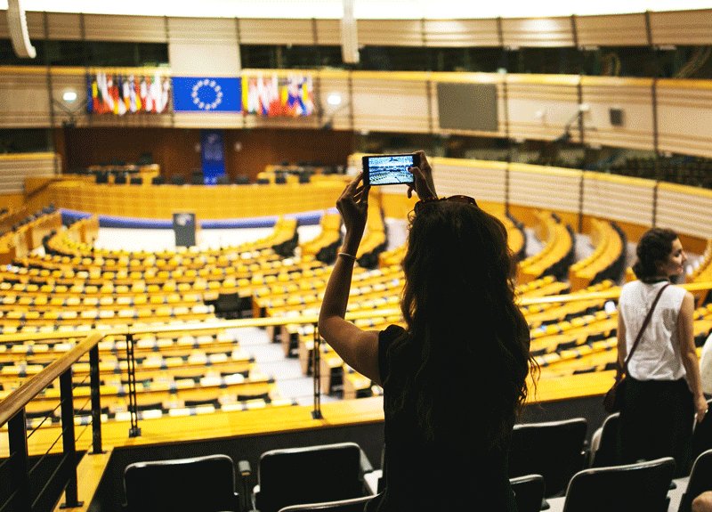 The European Parliament hemicycle, Brussels