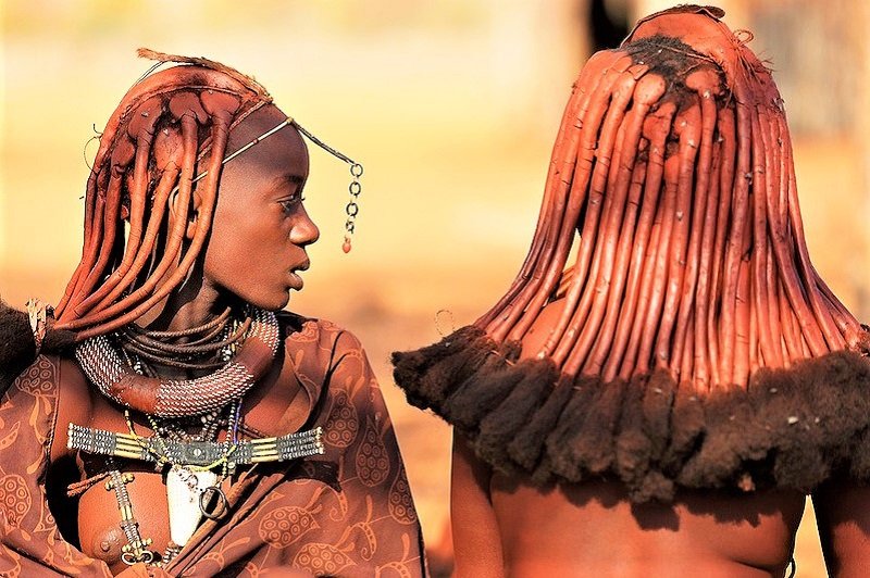 Women greased their hair with clay, Opuwo