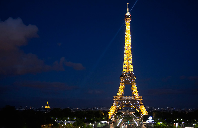 The lights of the Eiffel Tower
