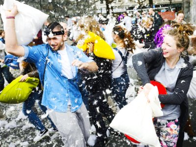 Attend pillow fight in Toronto