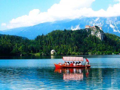 Take a boat cruise to the island in Ljubljana