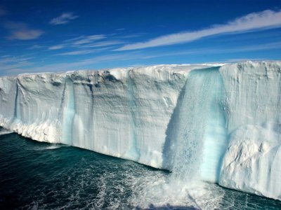 See glacial waterfalls in Svalbard