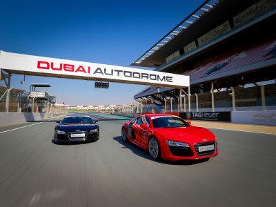 Drive Audi R8 on a racing track in Dubai