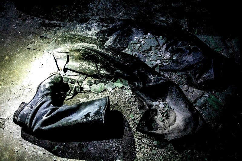 Radioactive clothes in the basement of the medical unit