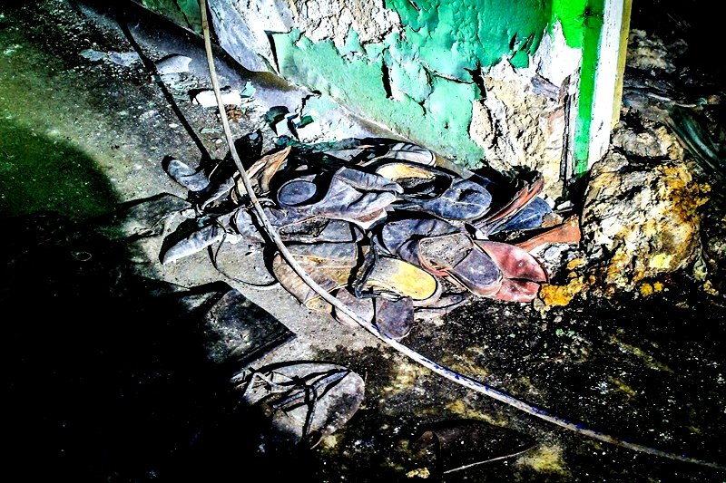 Radioactive clothing in the basement of the hospital