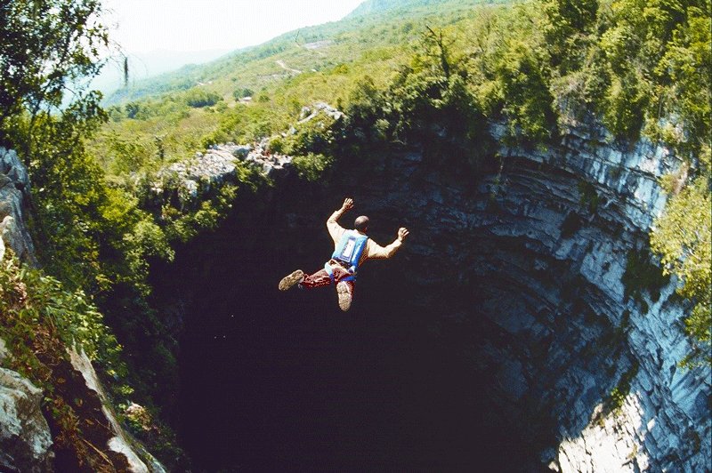Aquismon, A base jump into the Cave of Swallow, San Luis Potosi