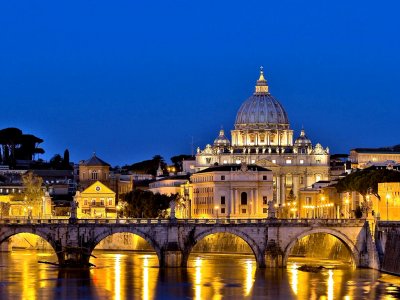 Walk along Vatican at night in Vatican