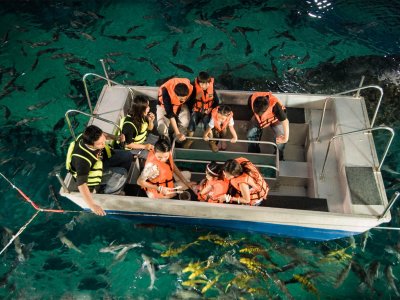 Ride on a boat with a glassed floor in Bangkok